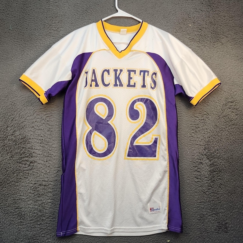 Jackets Football Jersey Mens Large White Purple Gold 82 Athletic Speedline Retro